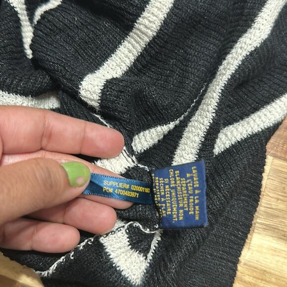 Polo Ralph Lauren Black Striped Mock Neck Sweater – Button Shoulder, Women’s - Picture 8 of 9